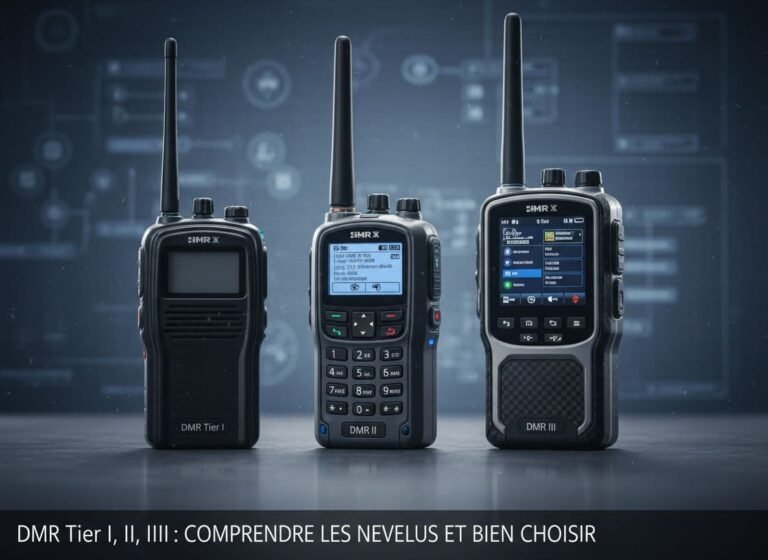 Illustration photoréaliste comparant les niveaux DMR I, II et III afin d'aider les utilisateurs à comprendre les différences et à faire des choix éclairés.